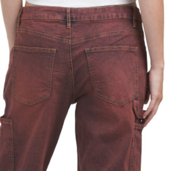 NEW MADDEN GIRL Barrel Leg Garment Dyed Jeans in ruby for women 7252j7 - Picture 3 of 5